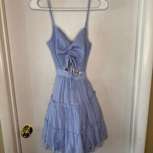 Sage + Paige Light Blue Ruched Wrap Dress